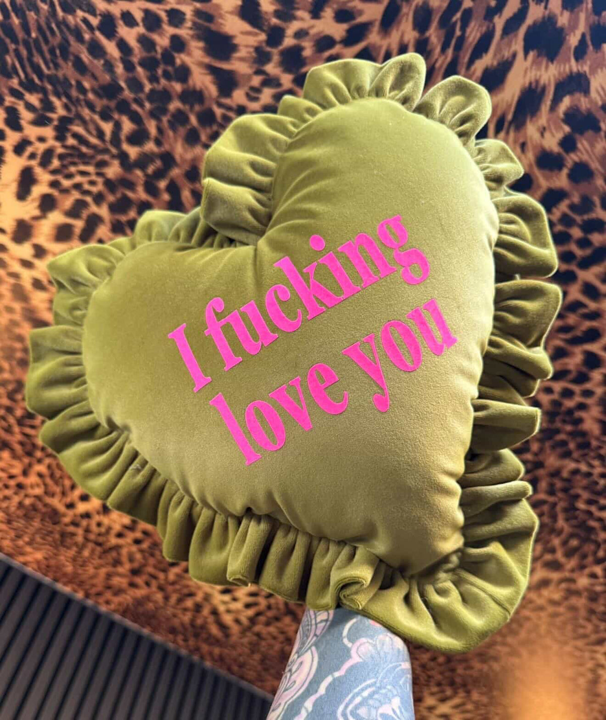 Handmade I F*cking Love You Heart Ruffle Cushion
