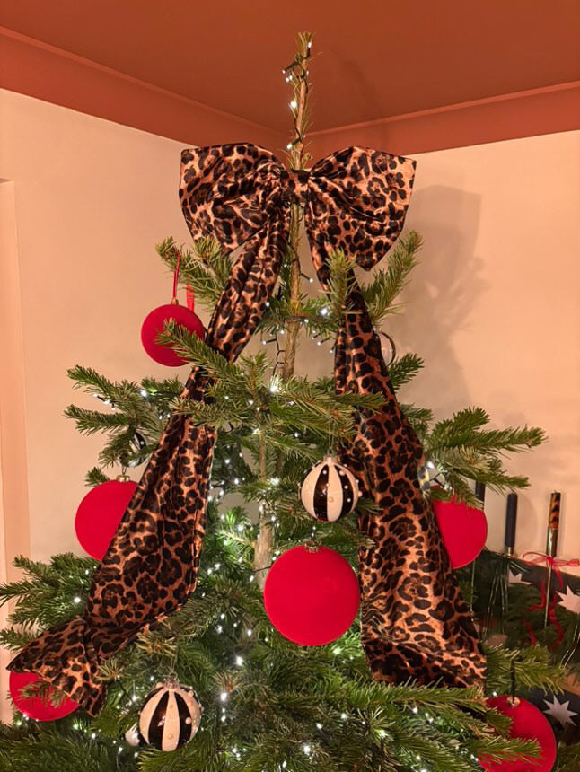Handmade Leopard Print Velvet Bow