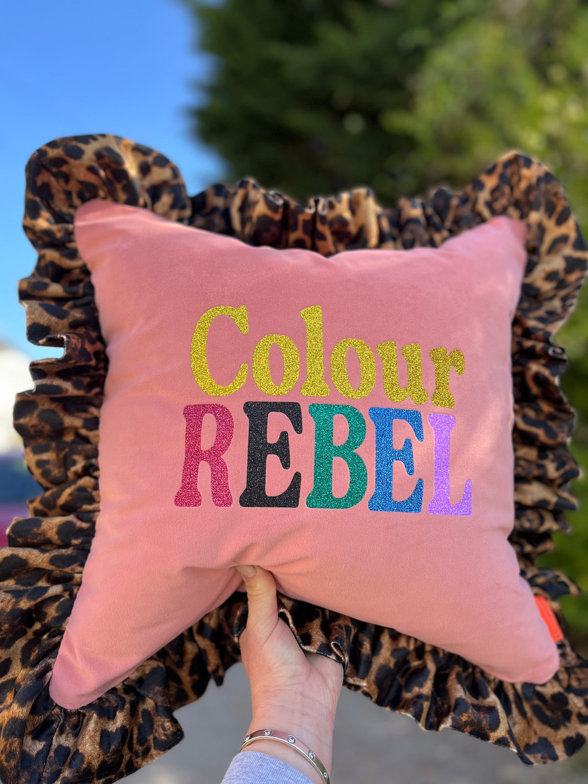 Handmade Colour Rebel Ruffled Velvet Cushion | Bespoke by Kika
