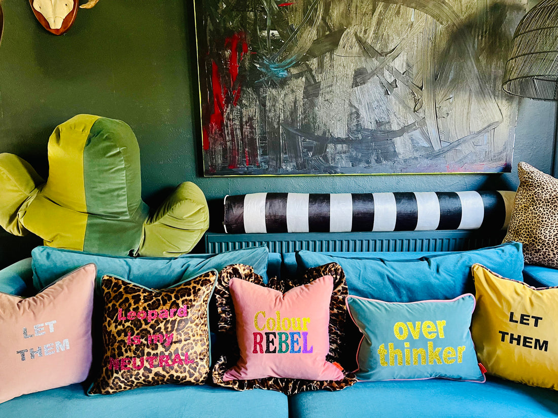 Handmade Colour Rebel Ruffled Velvet Cushion | Bespoke by Kika