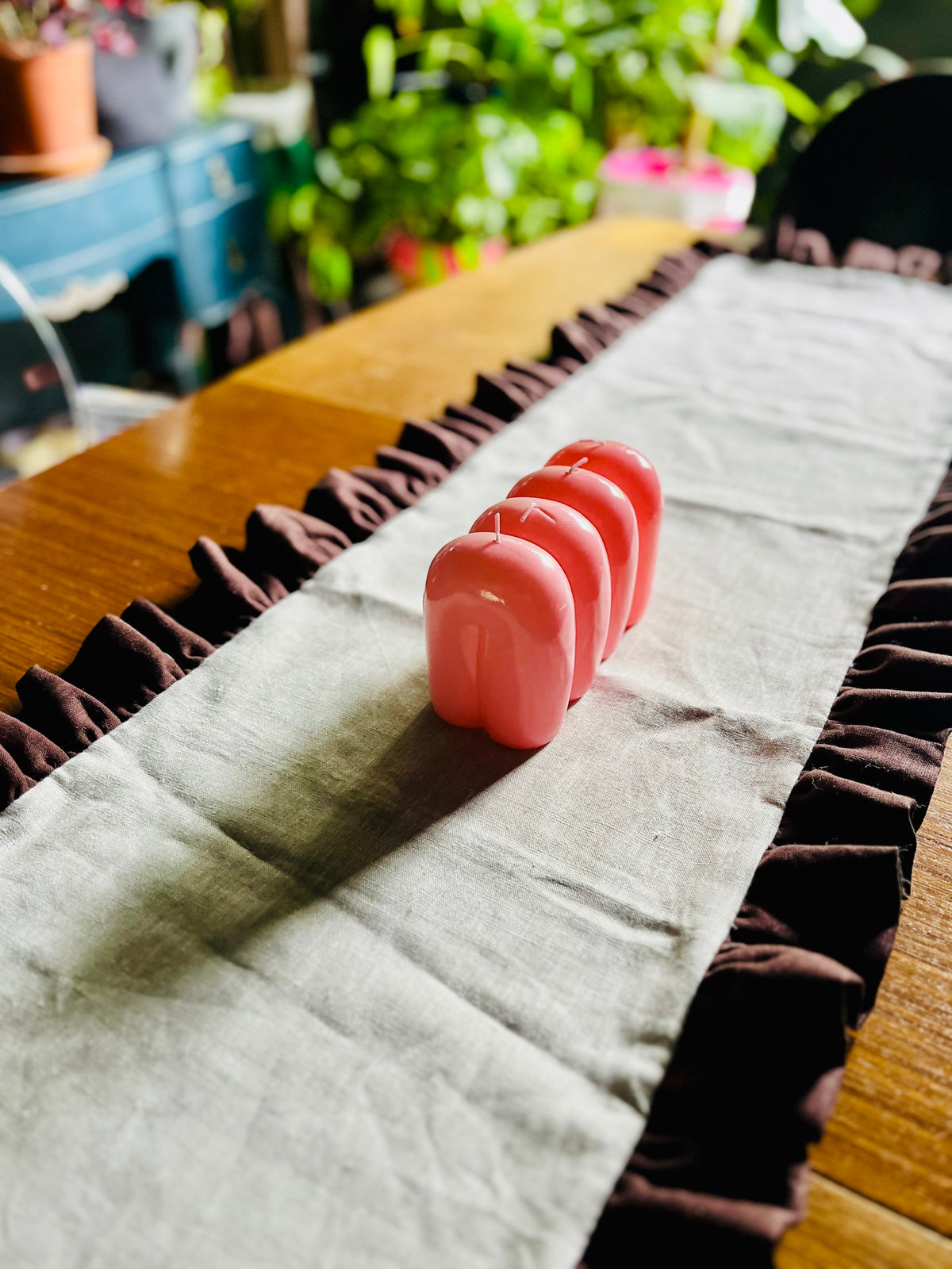 Bespoke Linen Ruffle Table Runner - All Bespoke Pieces Are Priced on Request
