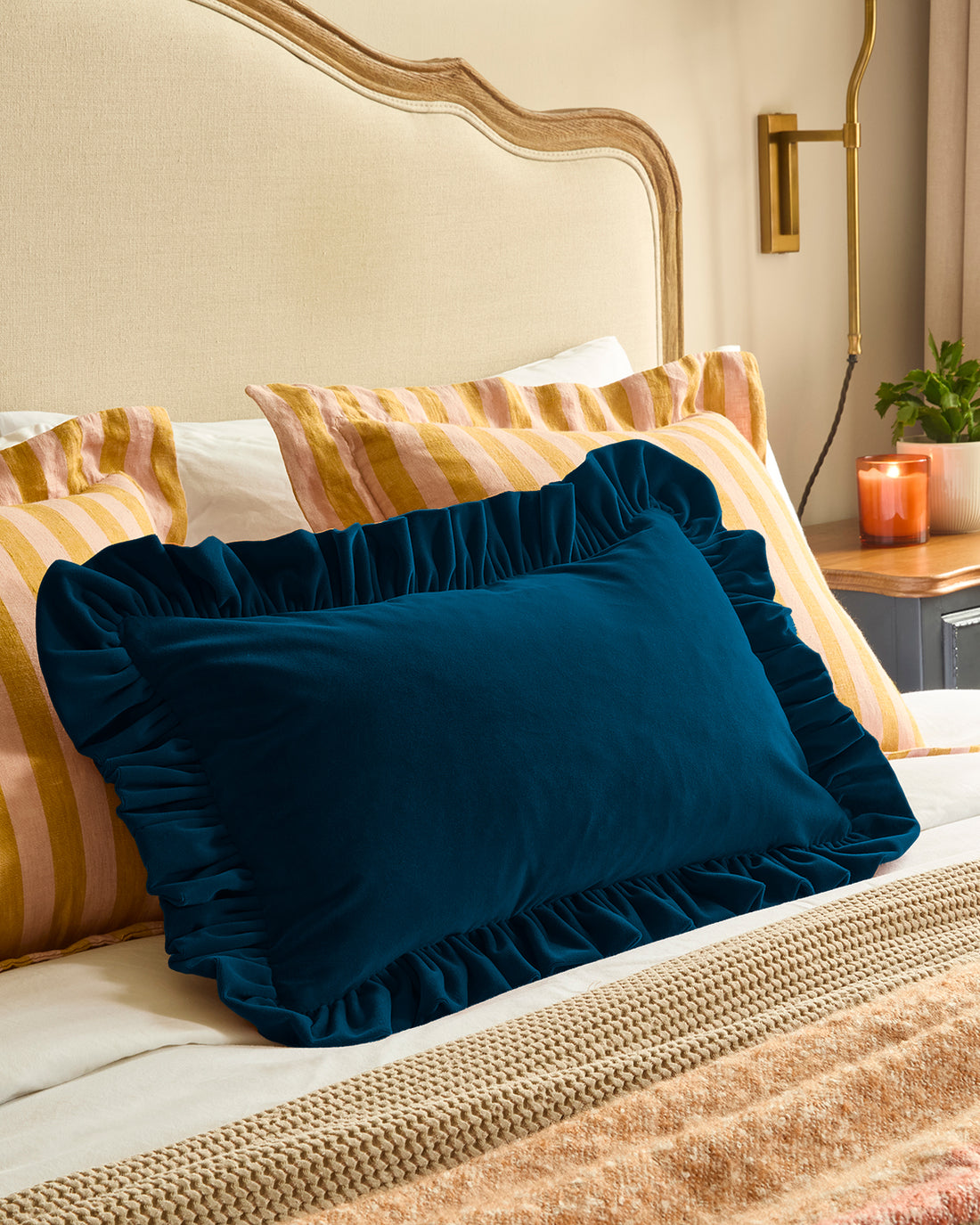 Handmade Velvet Ruffled Cushion | Choose Your Shape & Colour