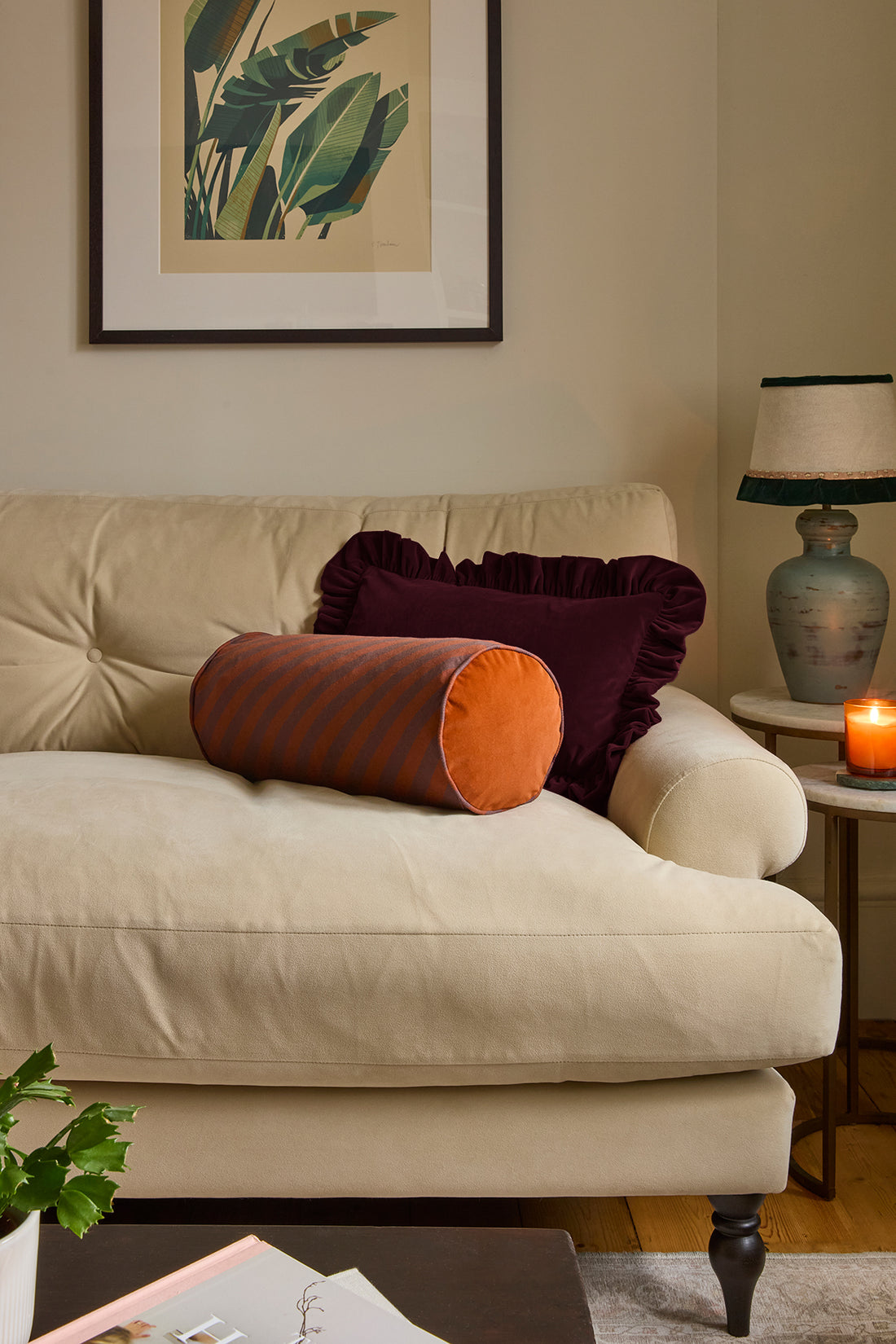 Handmade Stripe Cotton Linen Bolster | Piped Or Ruffled