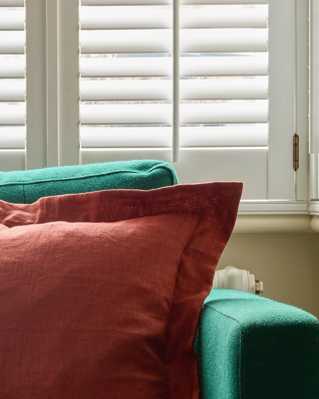 Handmade Linen Oxford Cushion | Rust & Mustard