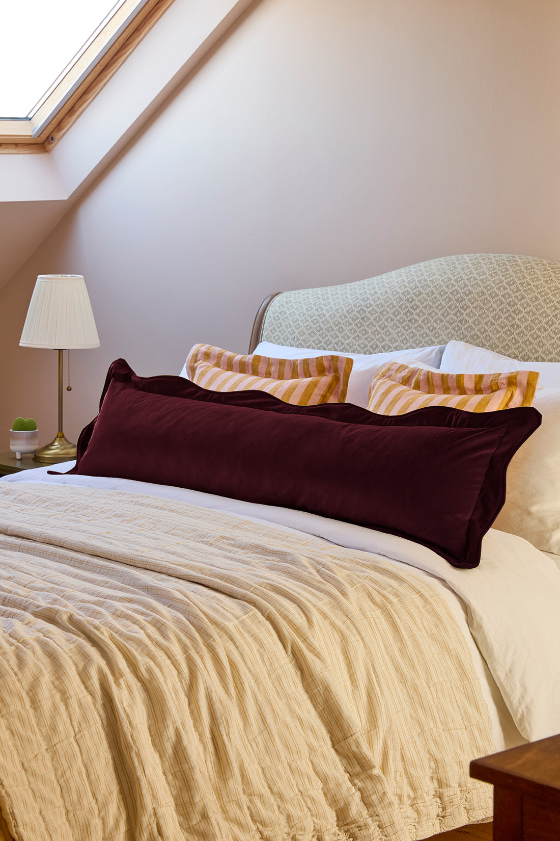 Handmade Luxury Scalloped Velvet Bolster Cushion | 130Cm