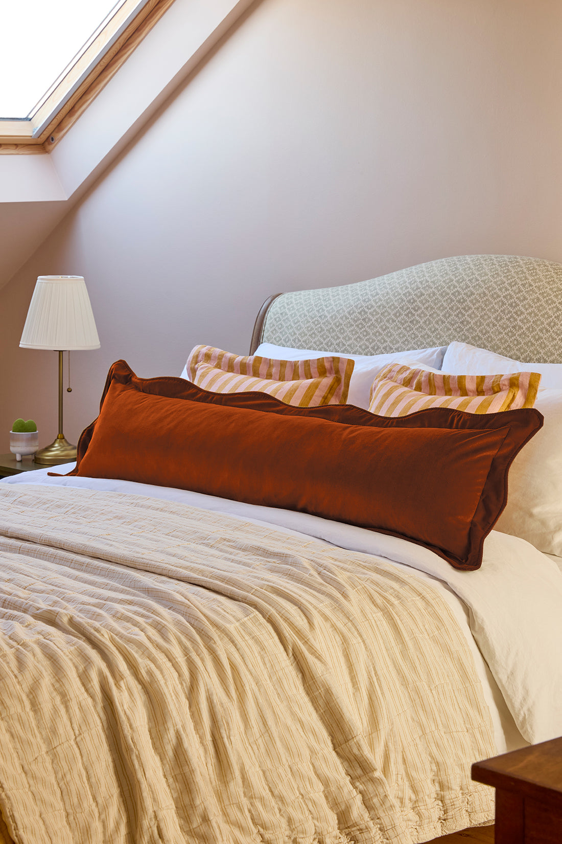 Handmade Luxury Scalloped Velvet Bolster Cushion | 130Cm