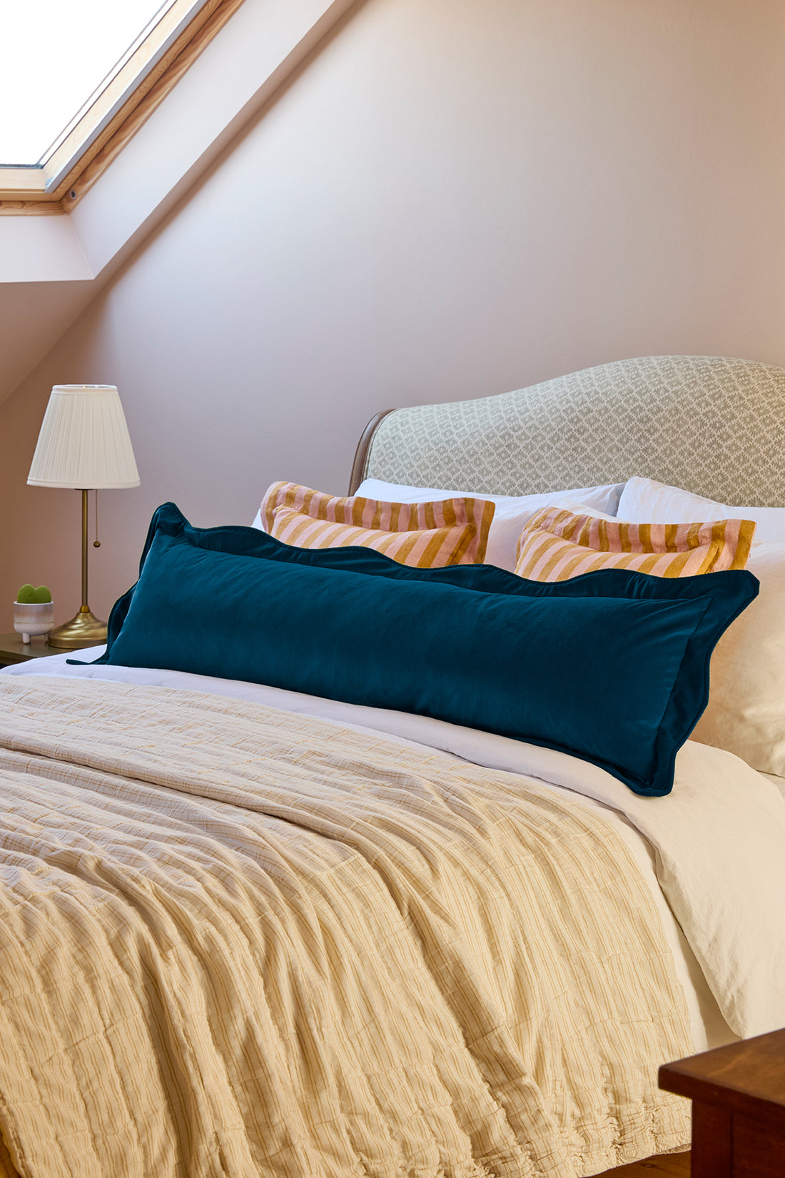 Handmade Luxury Scalloped Velvet Bolster Cushion | 130Cm