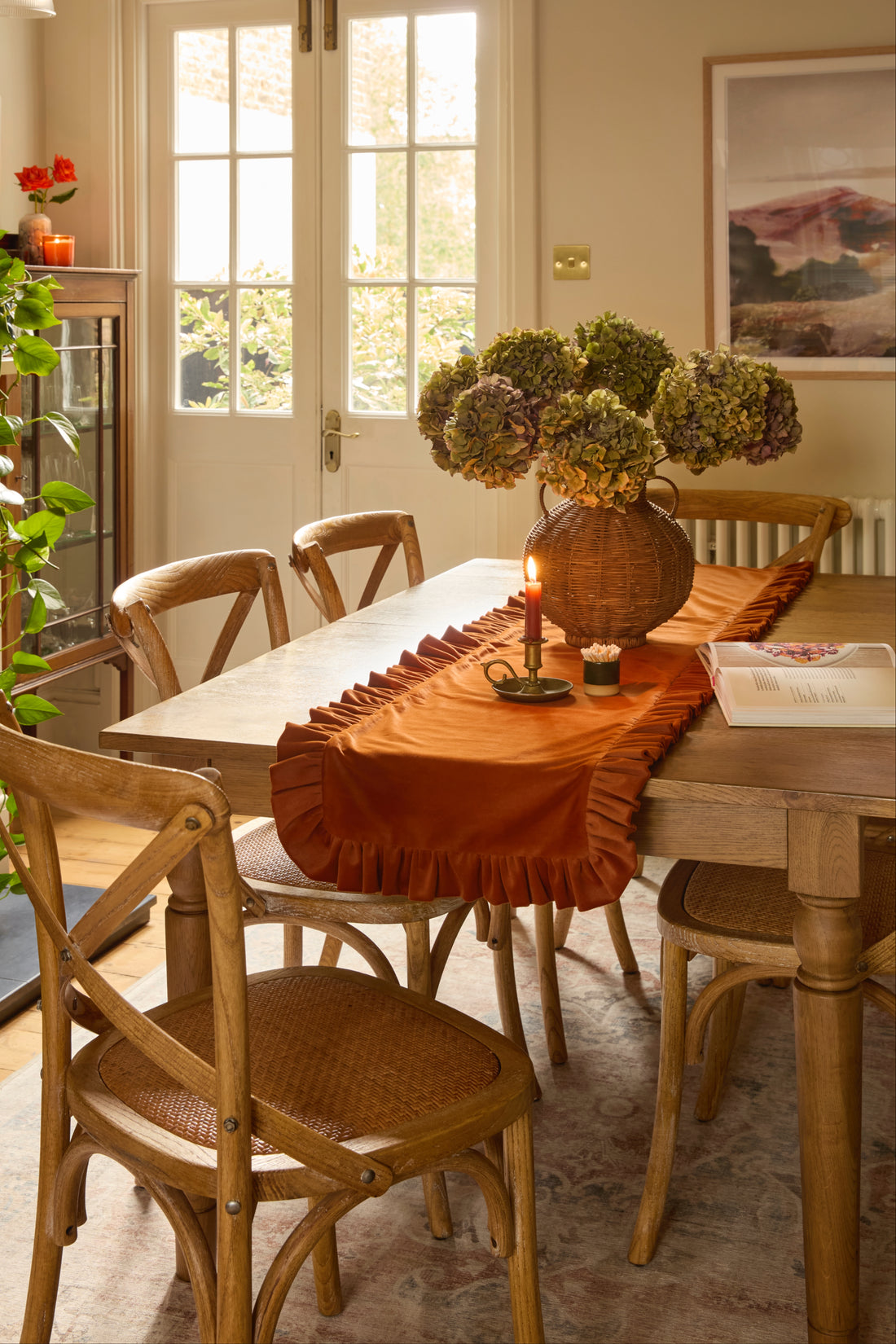 Handmade Velvet Ruffled Table Runner | Luxury Home Dining