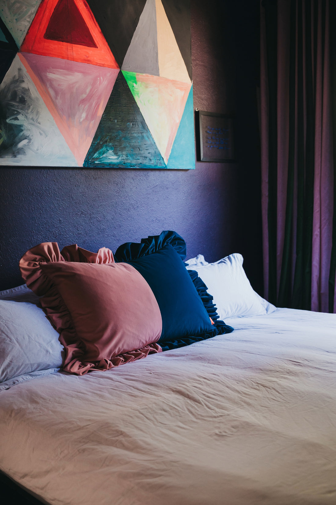 Handmade Two-Tone Velvet Ruffle Cushion
