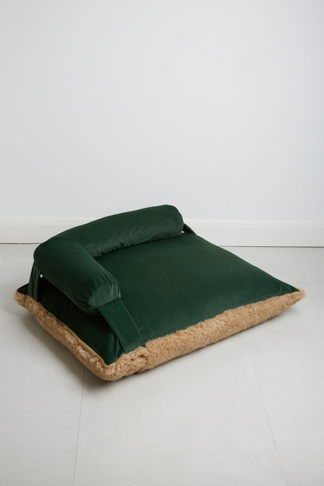 Handmade Luxury Wool & Velvet Dog Bed | Two Textures, One Bed | 3 Sizes